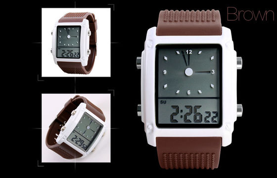 Relógio análogo do LCD, relógios duplos de Digitas LCD do alarme do tempo das mulheres